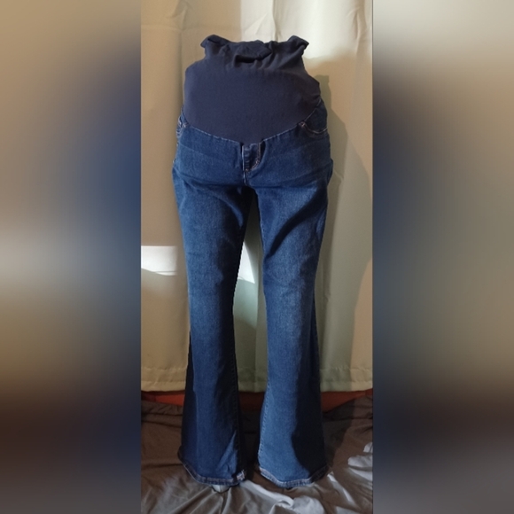 A Motherhood Blue Straight Wide Leg Jeans Timeless Denim Style - Picture 2 of 7